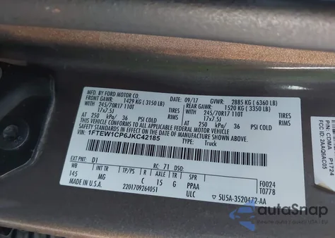 2018 Ford F-150 Xlt from USA, damaged, VIN 1FTEW1CP6JKC42185